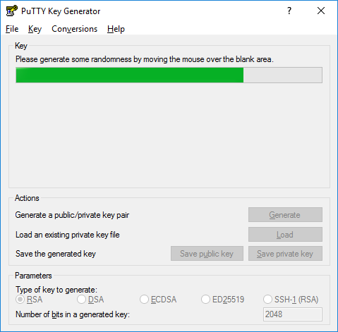 PuTTY generate key